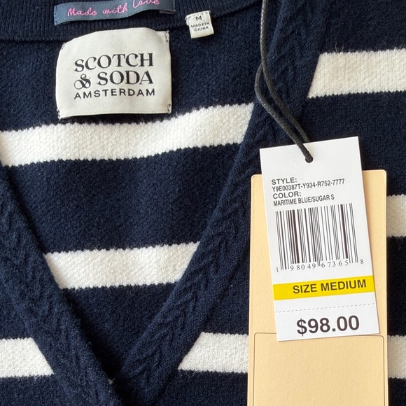 NWT Scotch & Soda Black and White Striped Knit Vest - Picture 2 of 3